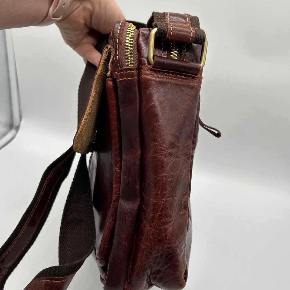 Leather Messenger Bag Brown Business Laptop Shoulder Briefcase Handbag‎